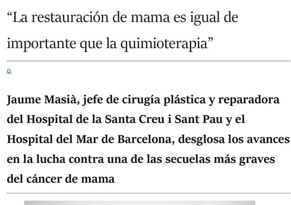 La restauración de la mama es igual de importante que la quimioterapia